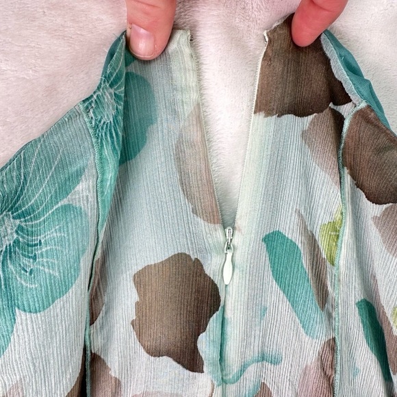 Nine West Blue Green Floral Print Silk Pleated Design A Line Skirt Womens Size 4 - Picture 6 of 8